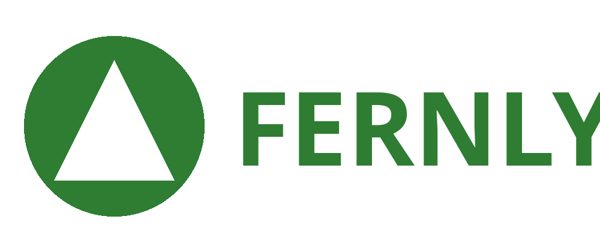 Made-up Fernly logo: a green circle with a white triangle next to the word FERNLY